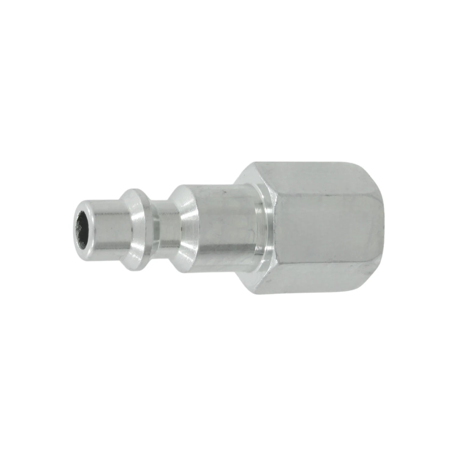 Conector rápido de aire comprimido macho a hembra NPT 1/4 pulgada, acabado cromado resistente.