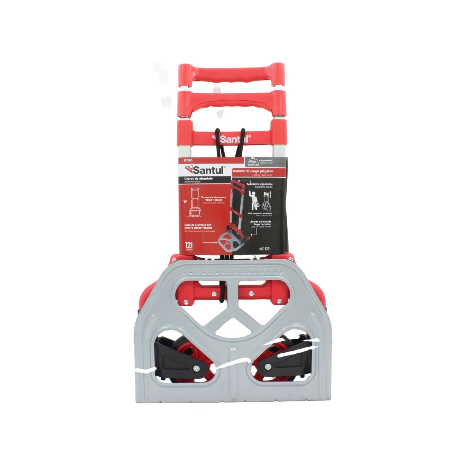 Diablo de carga plegable Santul 8786 de aluminio rojo y gris, capacidad 50 kg, para transporte de objetos pesados
