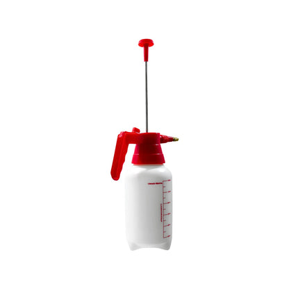 Fumigador manual a presión blanco y rojo 1.2 litros con escala medidora para jardín