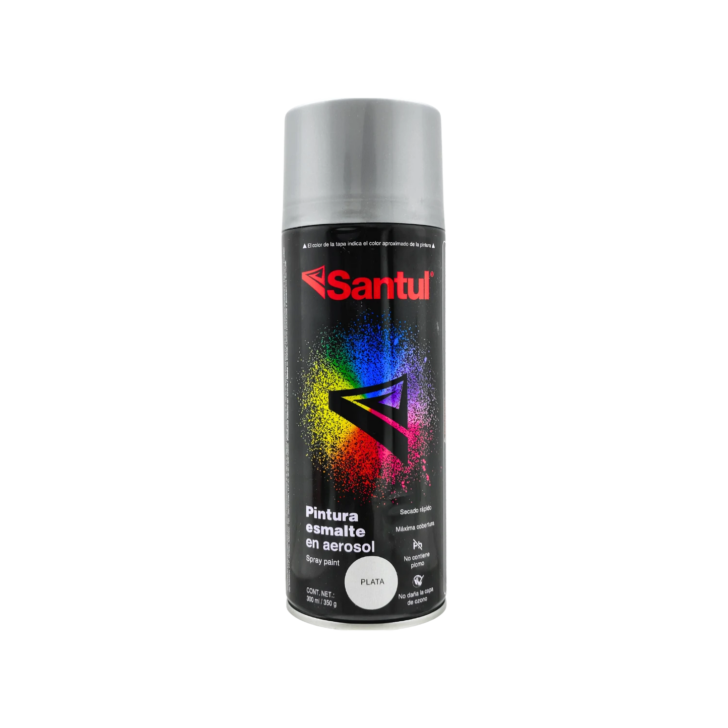 Pintura en aerosol Santul plata metálica 300ml para acabados brillantes de secado rápido y máxima cobertura