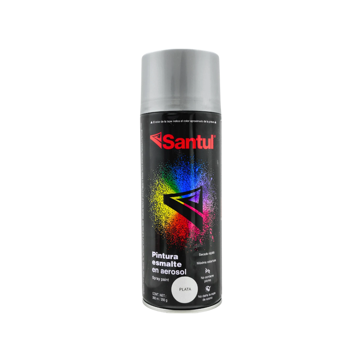 Pintura en aerosol Santul plata metálica 300ml para acabados brillantes de secado rápido y máxima cobertura