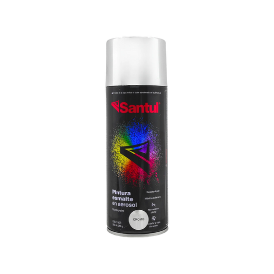 Pintura en aerosol Santul cromo metálico 300 ml esmalte brillante para acabados decorativos