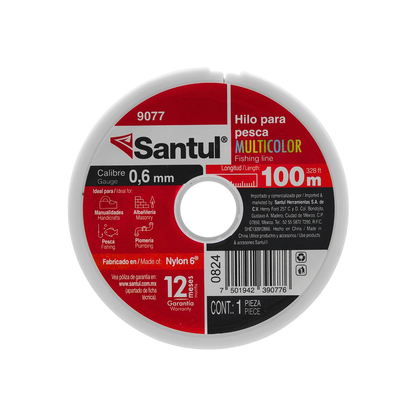 Hilo de pesca Santul 9077 multicolor 0.6mm x 100m de nylon para ferretería y manualidades