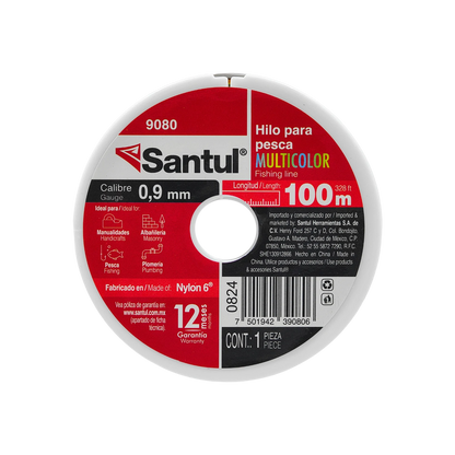 Hilo Santul 9080 nylon multicolor 0.9mm x 100m, para pesca, albañilería y manualidades