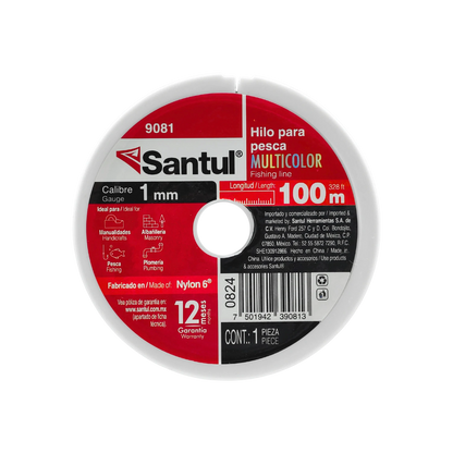 Hilo de pesca Santul 9081 multicolor, 1mm x 100m de nylon 6