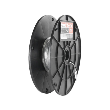 Cable de acero rígido.,Grosor: 1/16” (1.5 mm).,Longitud:75 m (246 ft).,Capacidad de carga: 170 kg (375 lb).,Hilos 7x7,Guadacabos incluidos.
