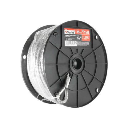 Cable de acero 7x19 de 3/16" x 75 m Santul 9187