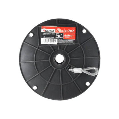 Cable de acero Santul 9191 recubierto PVC 7x7, 3/16" x 75m, 1320 kg, guardacabos incluidos