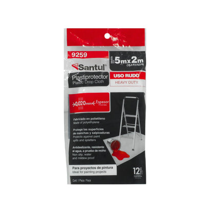 Cubre todo Santul 9259, plástico protector 5x2m uso rudo, impermeable y antideslizante para pintar