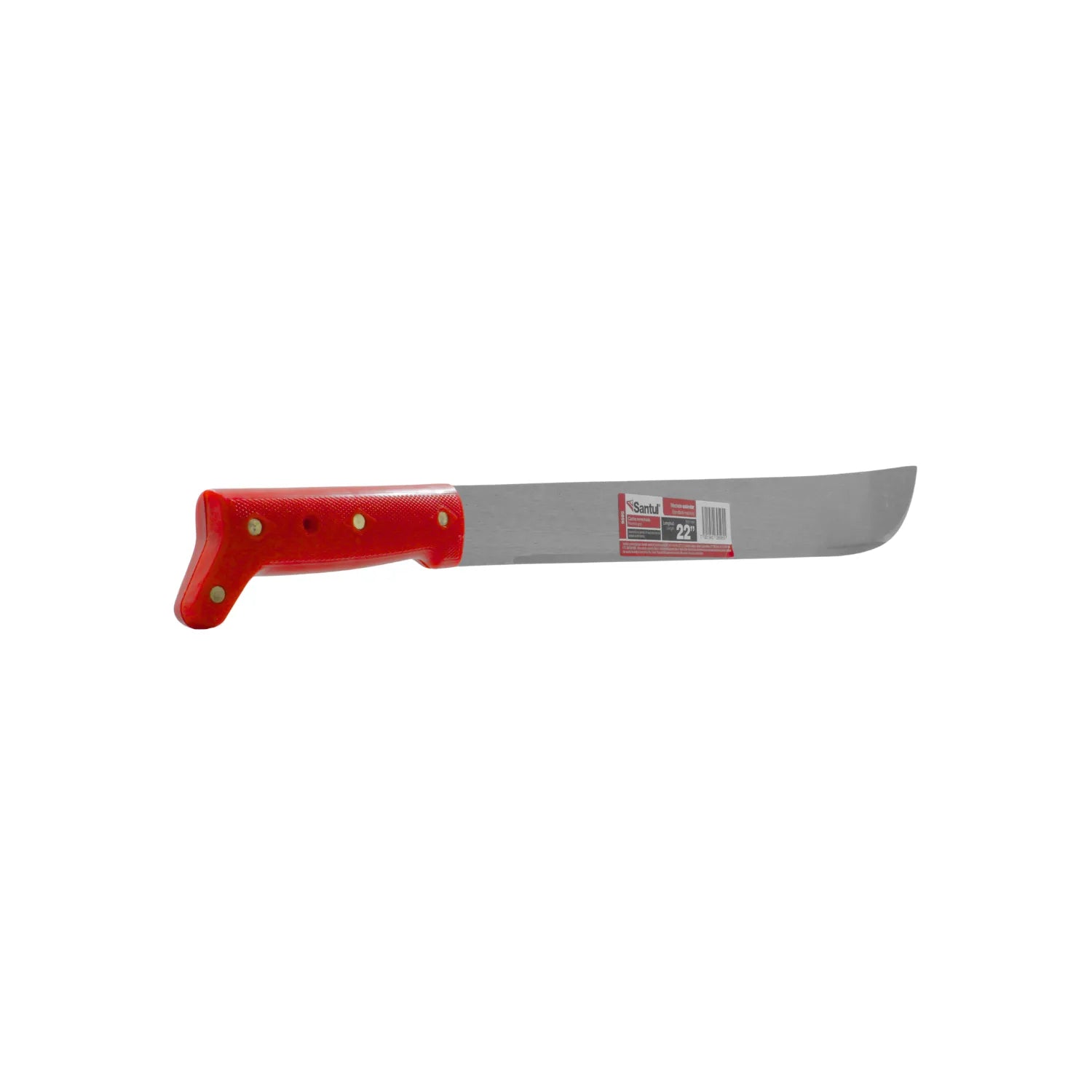 Machete Santul 22 pulgadas con mango rojo y hoja pulida para jardinería y trabajos de campo.
