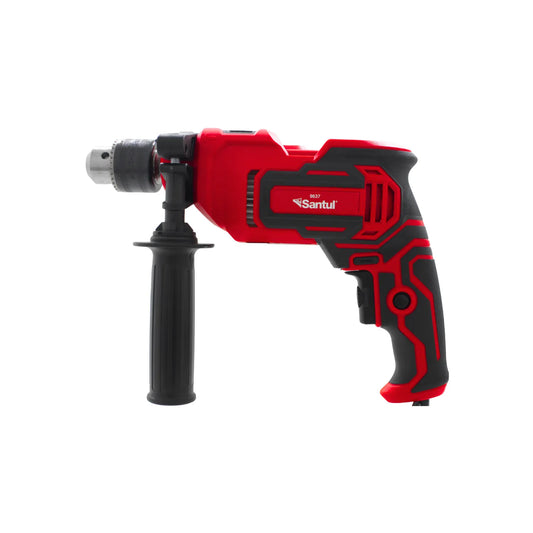 Taladro percutor Santul 9637 rojo y negro con mango auxiliar ajustable para perforación en concreto y metal