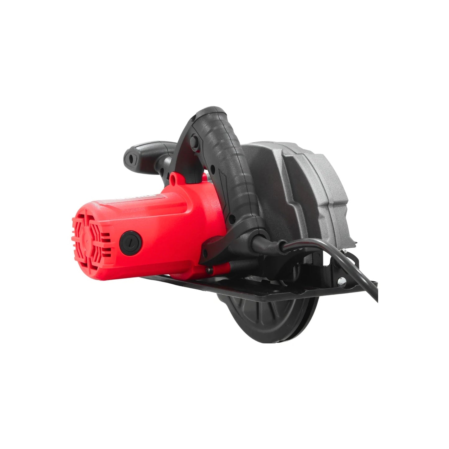 Sierra circular eléctrica roja y negra, 7 1/4 pulgadas, 1500W para cortes potentes en construcción.
