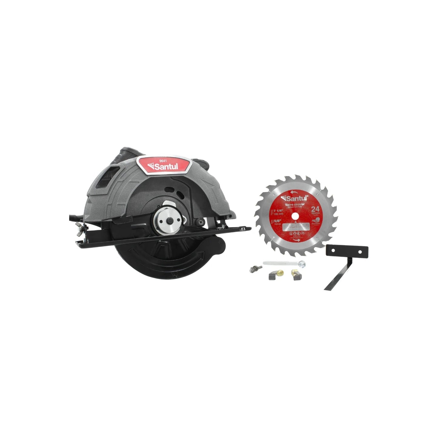 Sierra circular Santul 9641 gris/negra con disco de 7 1/4" (185mm) de 24 dientes para corte de madera y guía