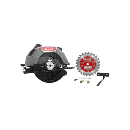 Sierra circular Santul 9641 gris/negra con disco de 7 1/4" (185mm) de 24 dientes para corte de madera y guía