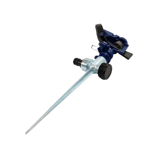 Material de   plástico y estaca de metal.,Presió: 40 - 50 PSI,Aspersor de pulsaciones.,Área de riego 90º, 180º, 270º y 360º,Alcance mínimo: 1 metro.,Alcance máximo: 2 metros.