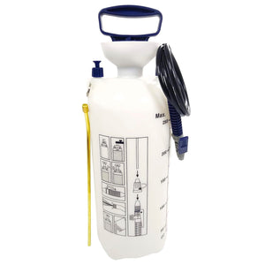 Ideal para el uso agrícola.,Fumigador ideal para fertilizante y control de plagas.,Manguera de PVC lanceta de latón y boquilla de latón.,Capacidad máxima de 2 gal (7.5 litros).