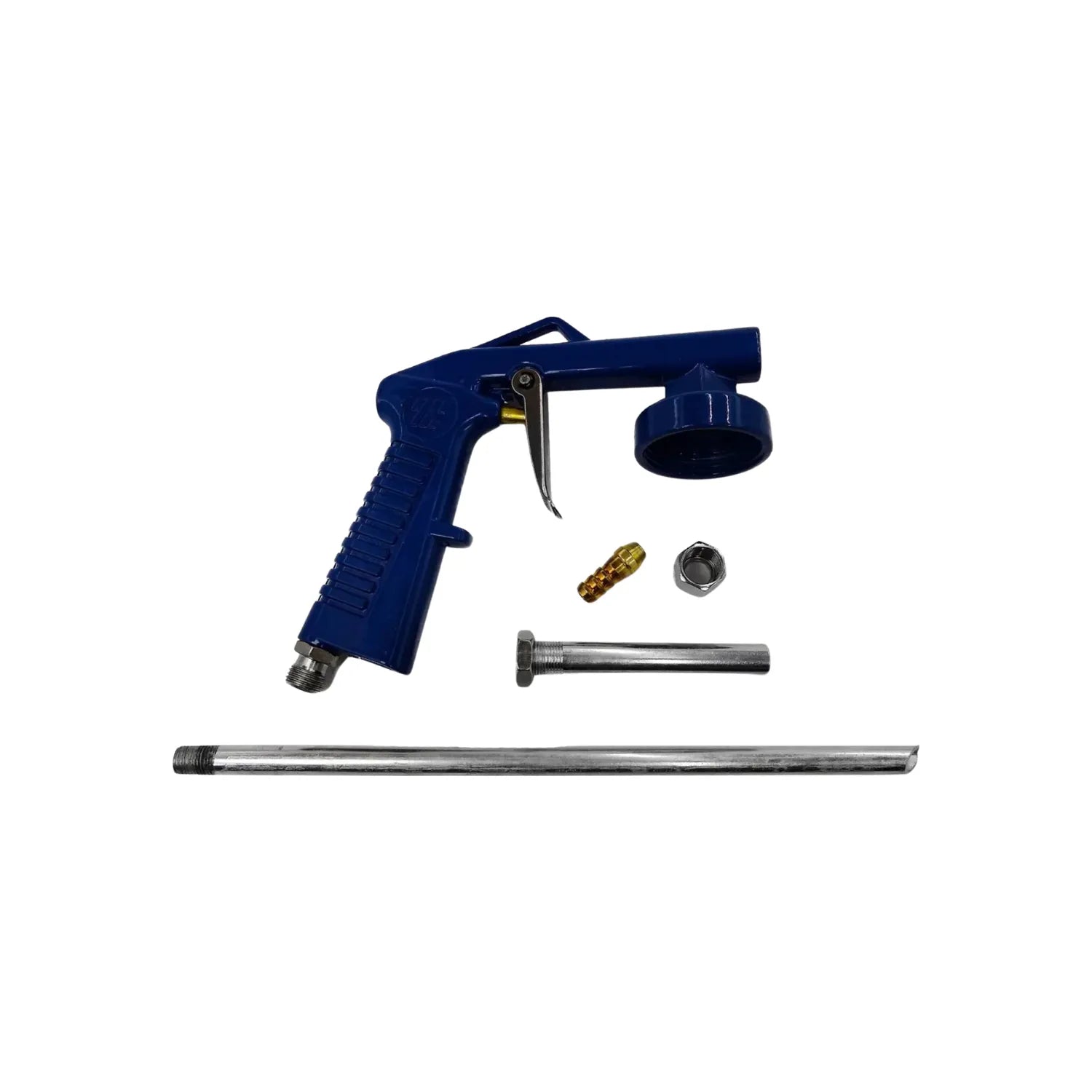 Cuerpo de aluminio.,Alimentacion por succion conexión de aire de 1/4",Boquilla de 9.6 mm (no incluye recipiente).,Ideal para utilizarse con tanques de 25 y 50 litros.