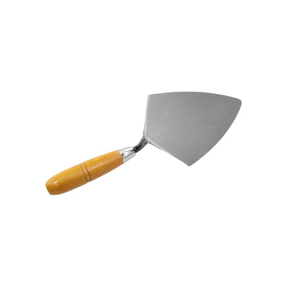 Cuchara de albañilería con mango de madera, hoja metálica para resane y acabados