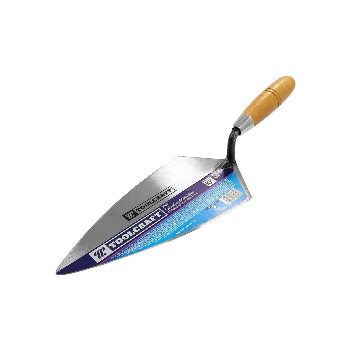 Cuchara de albañil Toolcraft 10 pulgadas, mango de madera, patrón Philadelphia para construcción