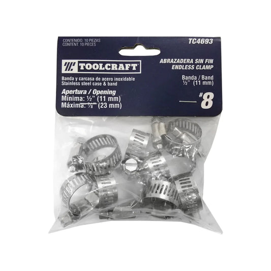 Abrazadera sin fin #8 1/2" 10 piezas Toolcraft TC4693