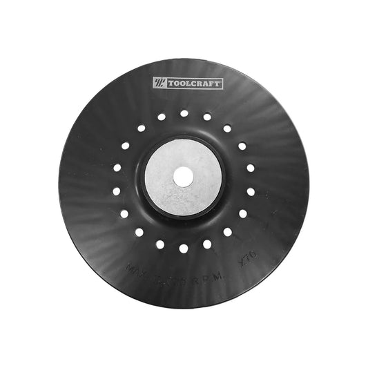 Fabricado en polipropileno.,Con canales de enfriamiento (para mayor rendimiento del disco).,Para usarse con discos lija auto adheribles.,Rosca milimétrica entrada de m-14 diámetro 7"