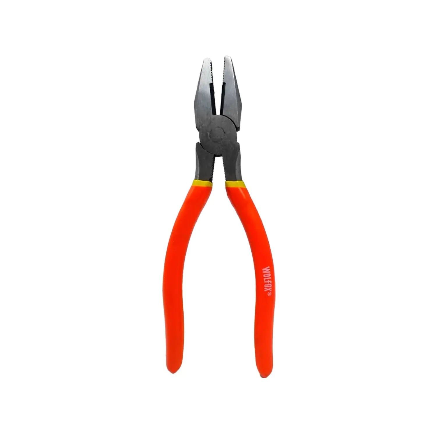 Fabricada en acero al carbón.,Acabado pulido.,Mango cubierto de vinil.,Pinza de electricista de 8"