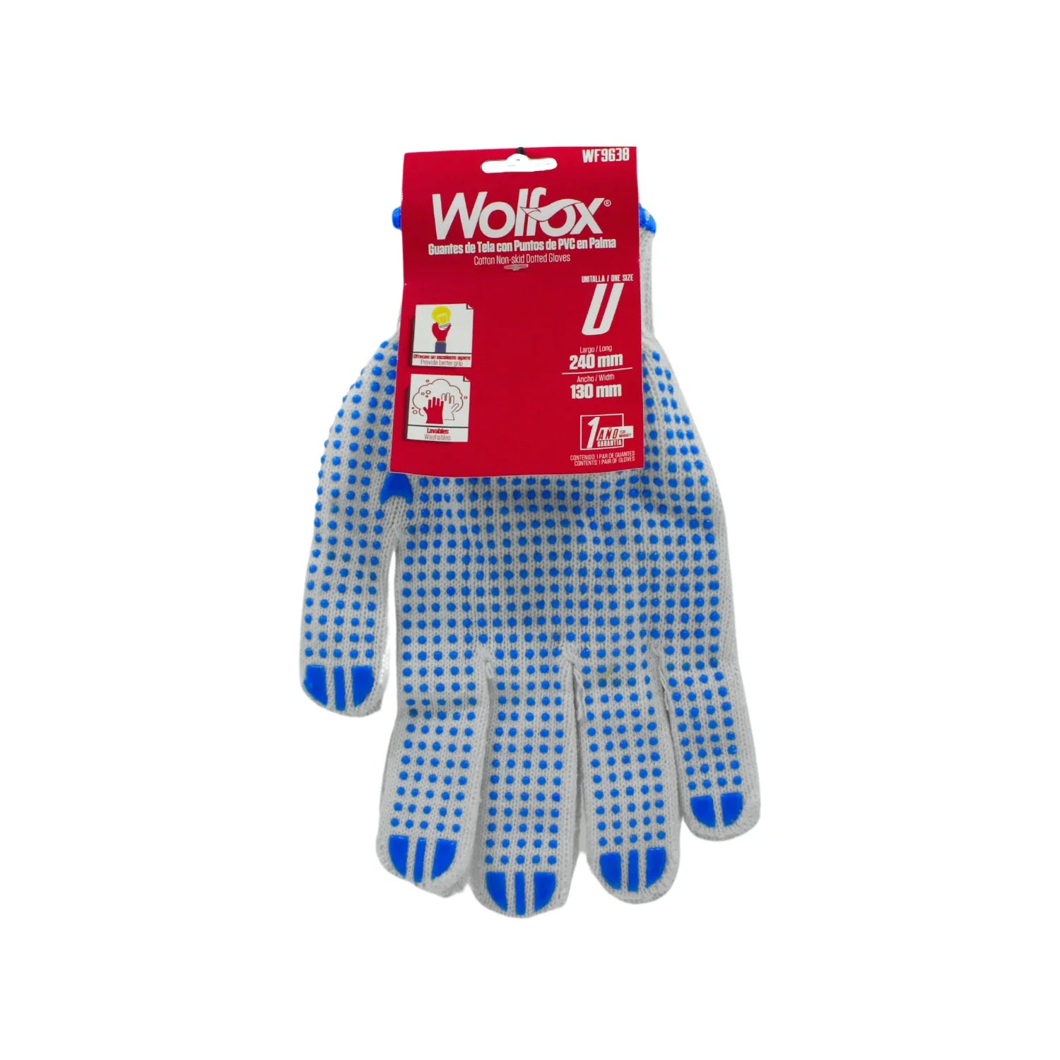 Fabrica de Nylon con espuma de nitrilo.,Puntos de PVC para un mejor agarre.