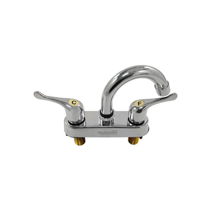 Cuerpo ABS,Cubierta latón.,Acabado: Cromo.,Cuello acero inoxidable curvo.,Maneral de palanca.,Cierre cerámico e incluye aereador.,Llaves: 1/4" de vuelta.